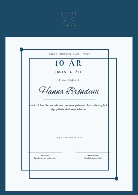Jubilæumsdiplom — 10 år