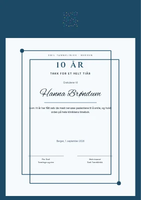 Jubileumsdiplom — 10 år