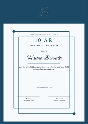 Jubileumsdiplom — 10 år