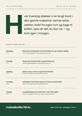 Frokostbuffet — ugens menu