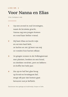Pagina 2 van Bruiloftsliedjesboekje — postzegel, Aarhus
