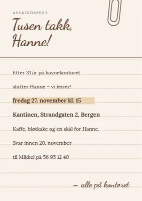 Avskjedsfest i Rønne — registerkort