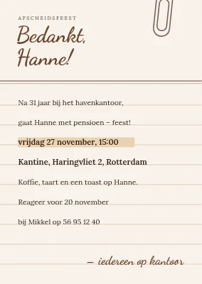 Afscheidsfeest in Rønne — indexkaart