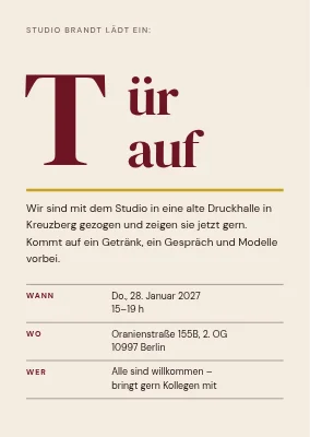 Tag der offenen Tür im Studio — Einladung