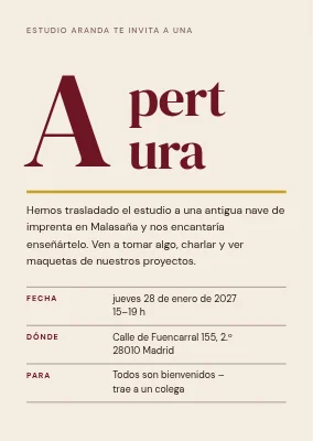 Jornada de puertas abiertas del estudio — invitación
