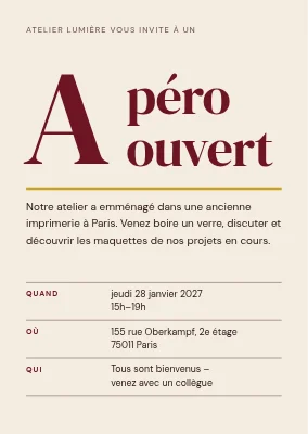 Portes ouvertes de l'atelier — invitation