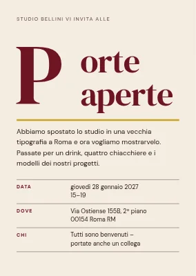 Open house dello studio — invito