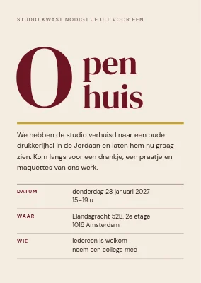 Open huis in de studio — uitnodiging