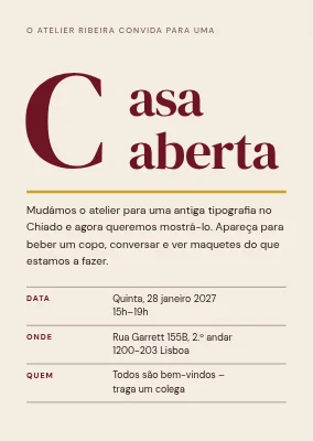 Open house do estúdio — convite