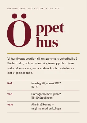 Öppet hus i ateljén — inbjudan