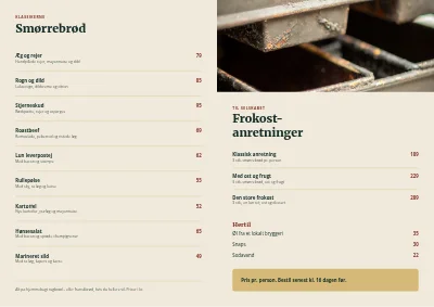 Side 2 af Smørrebrød: menu og bestilling