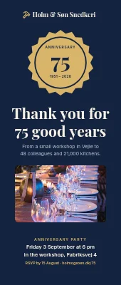 Company anniversary roll-up — 75 good years