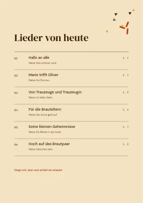 Seite 2 von Hochzeits-Liederheft — Konfetti