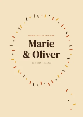 Page 1 of Wedding song booklet — confetti