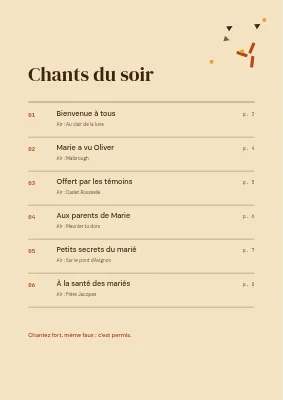 Page 2 de Livret de chansons de mariage — confettis
