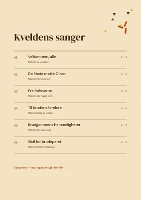 Side 2 av Bryllupssanghefte — konfetti