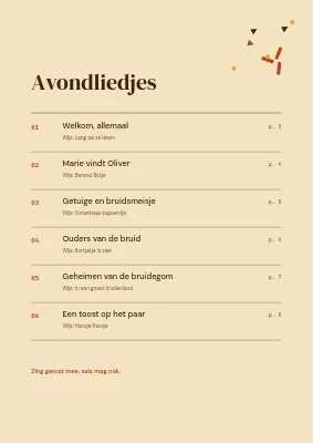 Pagina 2 van Bruiloftsliedjesboekje — confetti