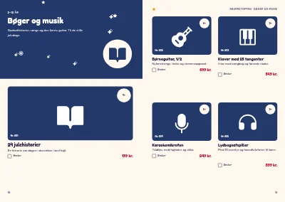 Side 18–19 af Julekatalog for legetøjsbutik – 32 sider