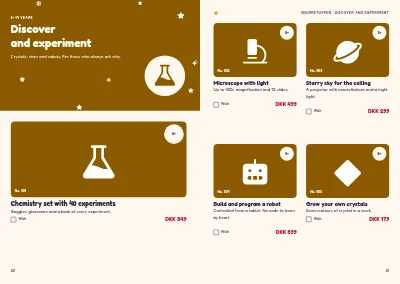 Pages 20–21 of Christmas catalogue for a toy shop – 32 pages