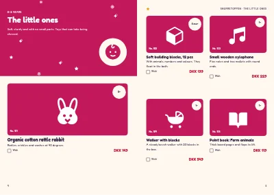 Pages 4–5 of Christmas catalogue for a toy shop – 32 pages