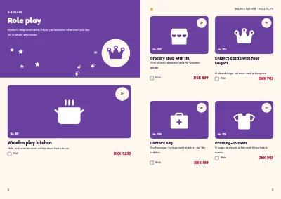 Pages 8–9 of Christmas catalogue for a toy shop – 32 pages