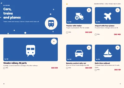 Pages 10–11 of Christmas catalogue for a toy shop – 32 pages