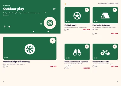 Pages 16–17 of Christmas catalogue for a toy shop – 32 pages