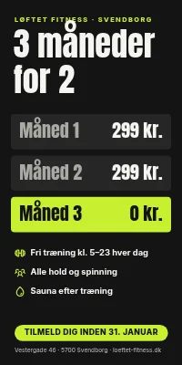 Dørplakat til fitnesscenter — tre måneder for to