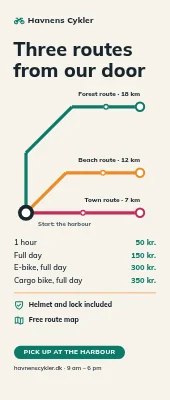 Bike hire roll-up — three routes