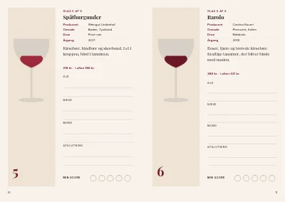 Side 10–11 af Smagehæfte til vinsmagning – 16 sider