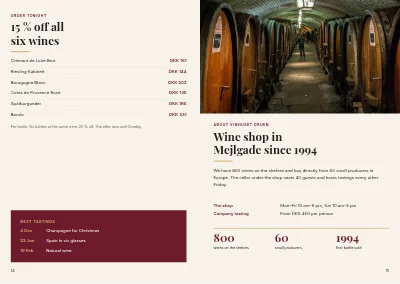 Pages 14–15 of Tasting booklet for a wine tasting – 16 pages