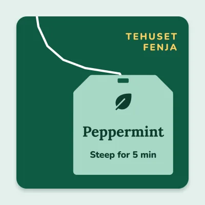Peppermint tea with a tag