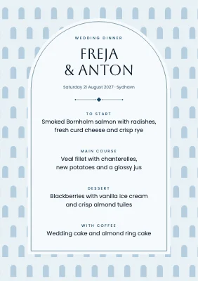 Wedding menu — church windows, Sydhavn