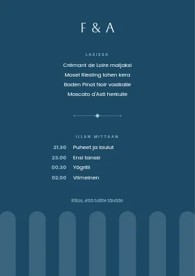 Sivu 2 – Hääillallisen menu — kirkon ikkunat, Sydhavn