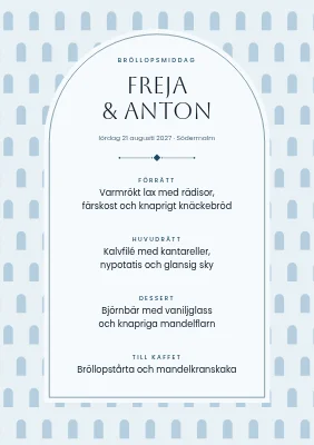 Sida 1 av Bröllopsmeny — kyrkfönster, Sydhavn