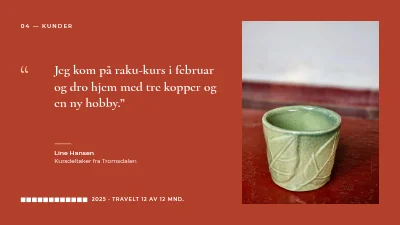 Side 6 av Kundecase — keramikkverksted på Bornholm