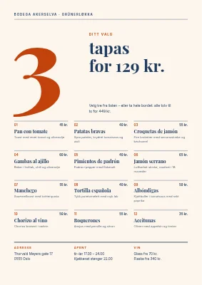 Tapasmeny — velg tre