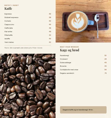 Side 2 af Kaffebarens menu