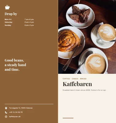 Coffee bar menu