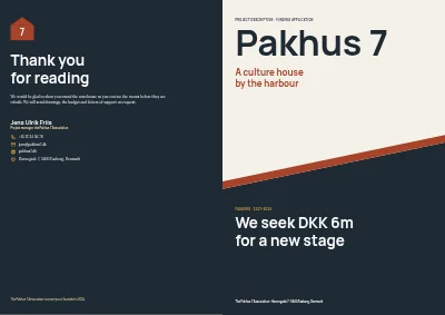 Cover of Project prospectus for a culture house funding application – 24 pages