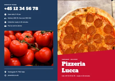 Pizzeria takeaway menu