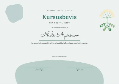 Kursusbevis — køkkenhave