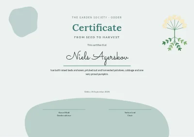 Course certificate — kitchen garden