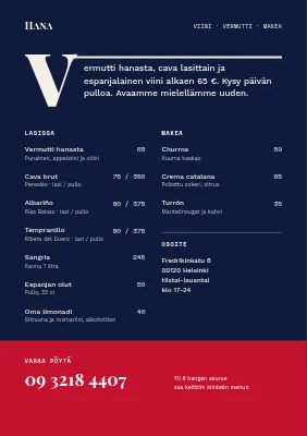 Sivu 2 – Tapasruokalista koristeellisella alkukirjaimella