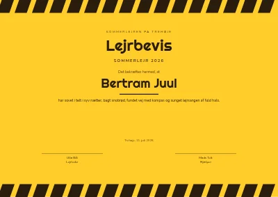 Deltagerbevis — sommerlejr
