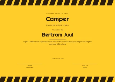 Certificate — summer camp