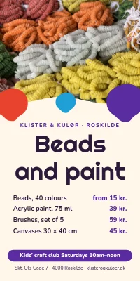 Door poster for a craft shop — beads and paint