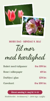 Dørplakat til blomsterbutik — gaver til mors dag