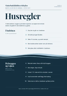Husregler — vinterbadeklubb