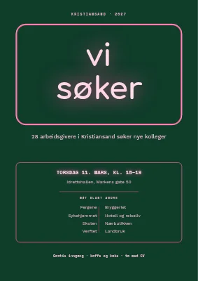 Karrieremesse — neonskilt «vi ansetter»